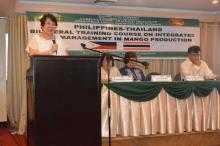 Dr. Luz Taposok promotes the practice of IPM during the Philippines-Thailand Bilateral Training Course at Bayview Hotel