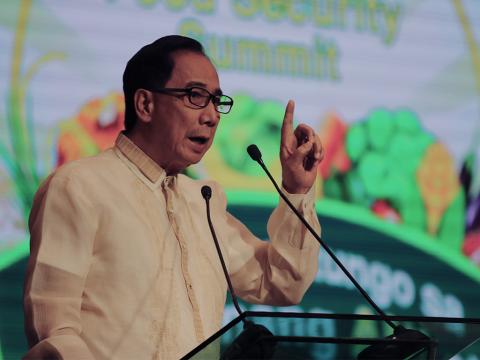 Agriculture Secretary William Dar presents the "New Thinking in Philippine Agriculture" during the summit.