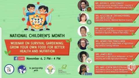 National Children's Month webinar roster of resource speakers and their respective topics.